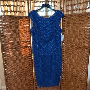 BRAND NEW Alex Evenings Royal Blue Lace Midi Sequin Dress